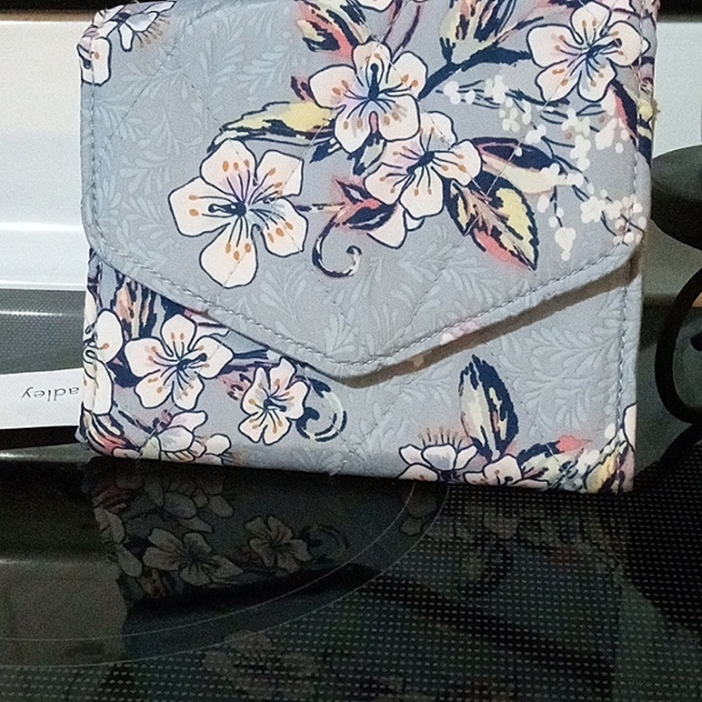 Brand-new Vera Bradley Light blue flower print fabric wallet wit RFID Protection